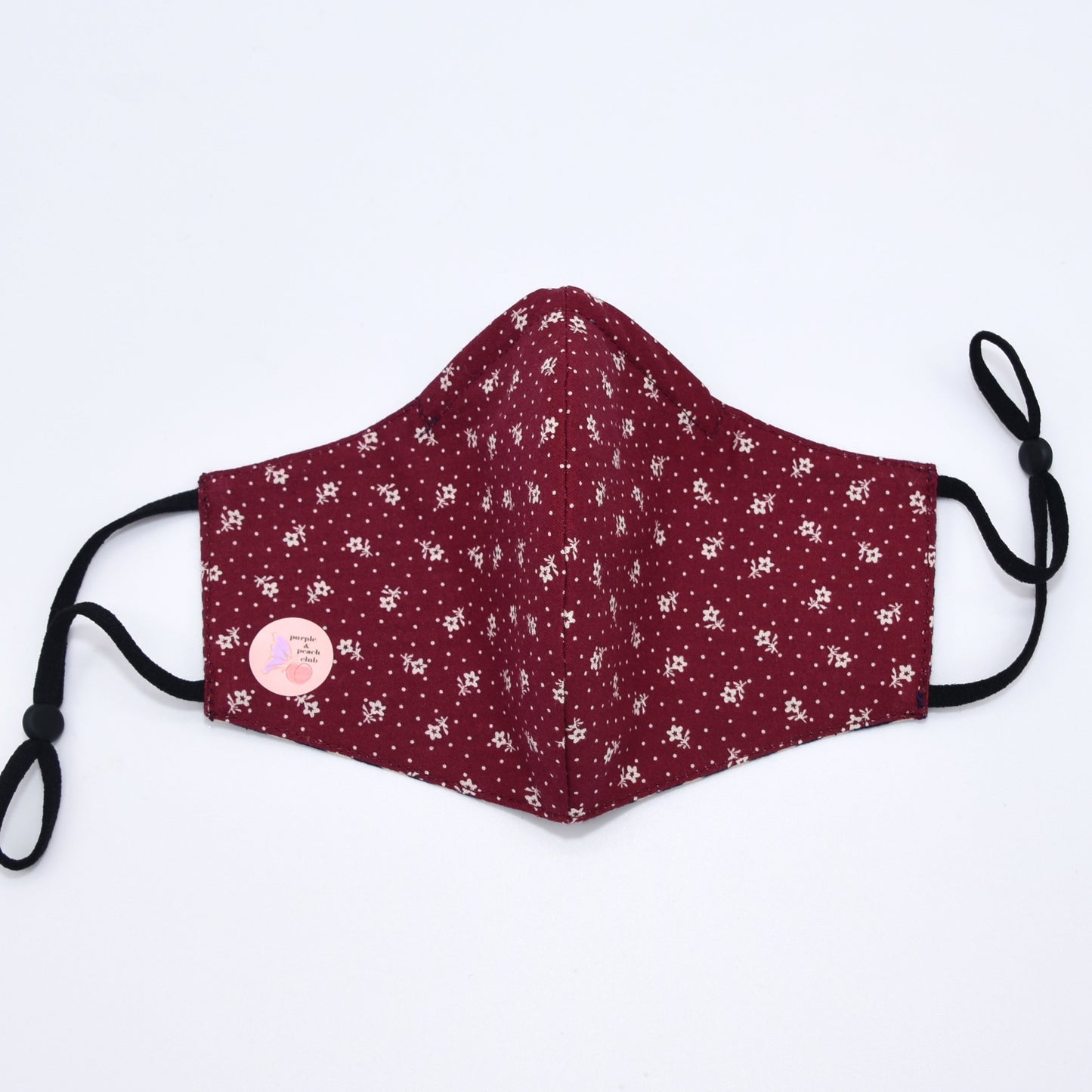 Red Floral and Dots Print Reversible Face Mask