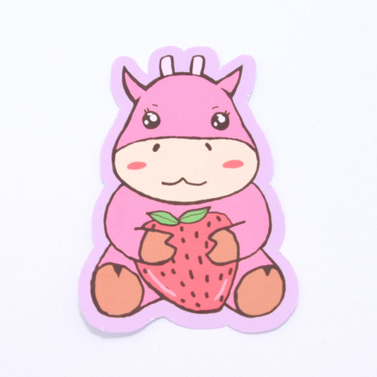 cute strawberry cow die cut sticker