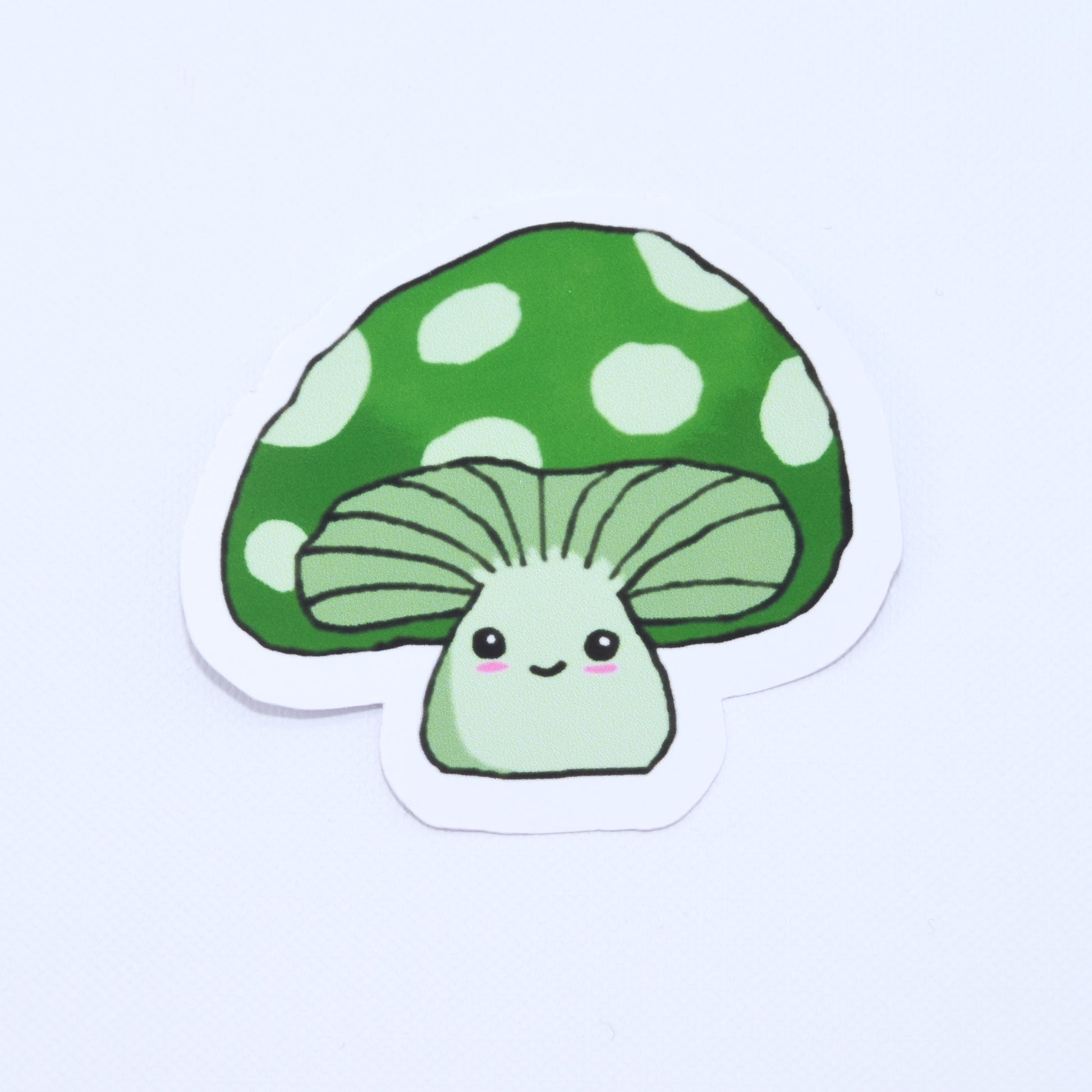 cute green mushroom die cut sticker