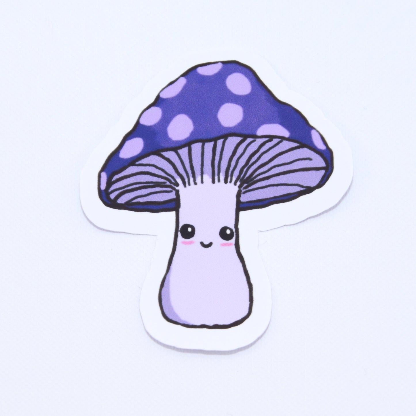 cute purple mushroom die cut sticker