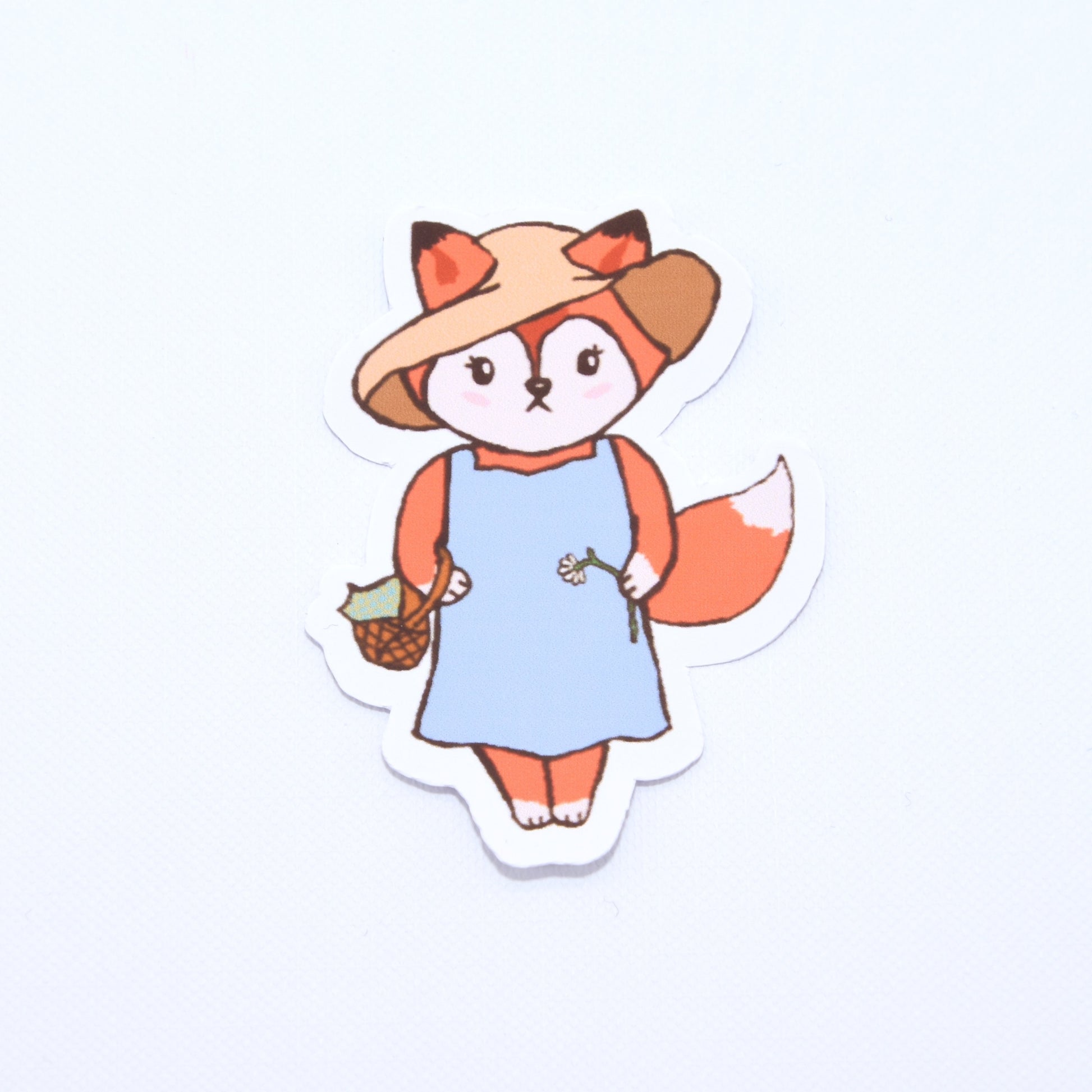 cute fox fall inspired die cut sticker