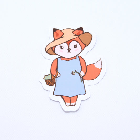 cute fox fall inspired die cut sticker