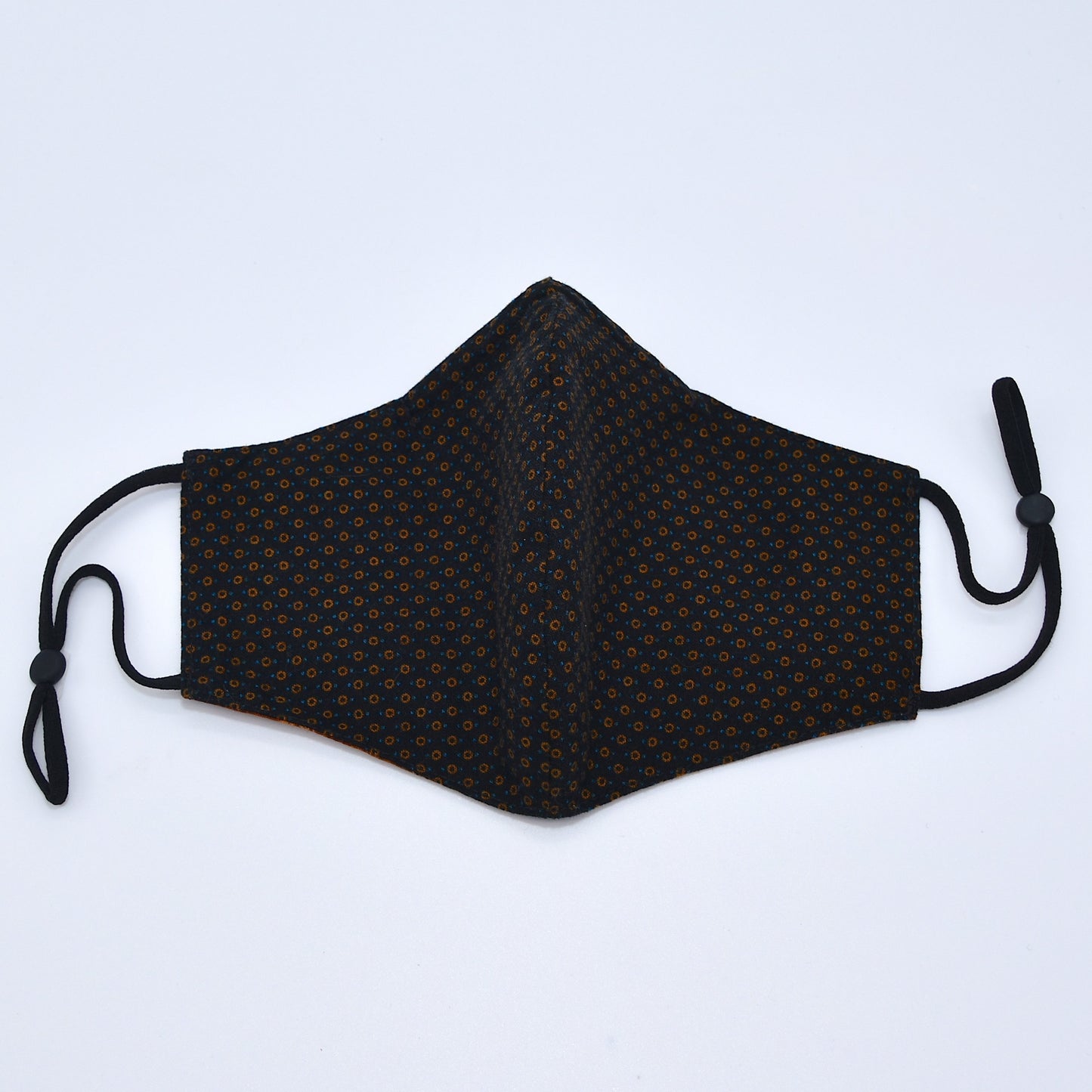 Brown and Blue Dotted Dark Navy Blue Reversible Face Mask