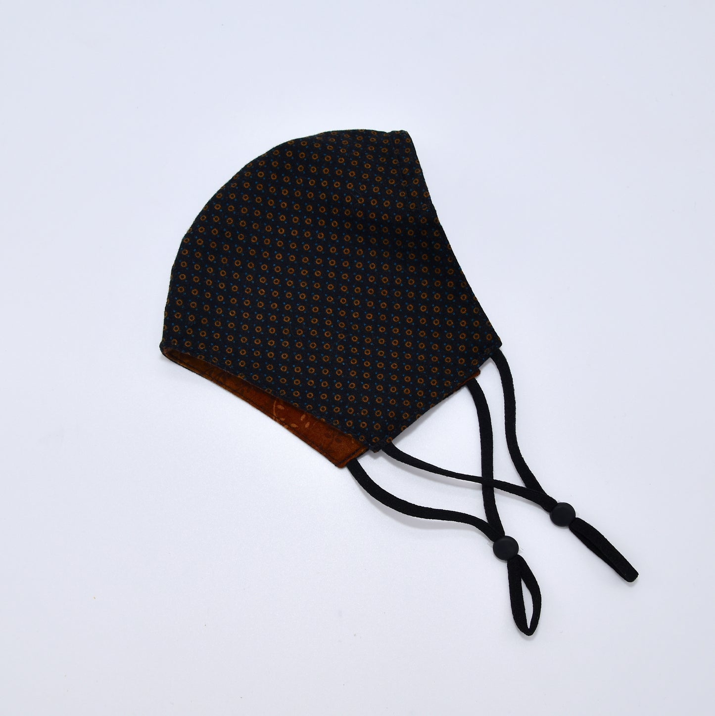 Brown and Blue Dotted Dark Navy Blue Reversible Face Mask